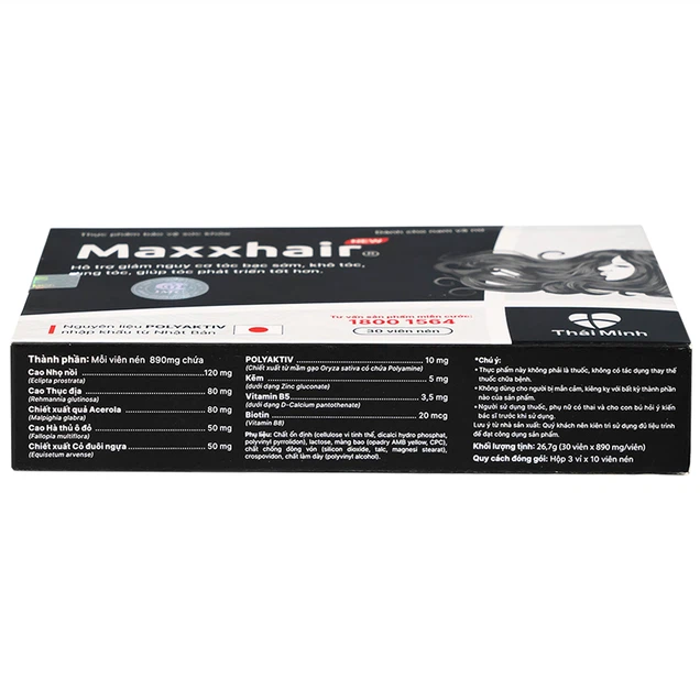 Viên uống Maxxhair New Thái Minh hỗ trợ tóc mọc chắc khỏe và giảm nguy cơ rụng tóc