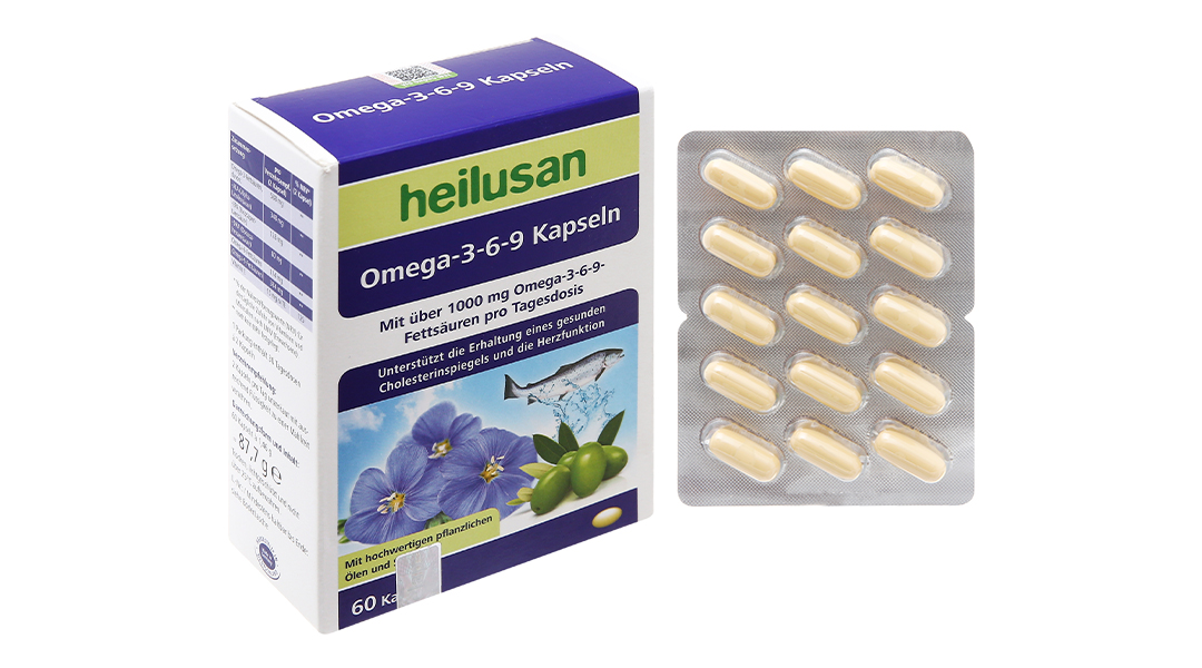 Dầu cá Heilusan Omega-3-6-9 Kapseln hỗ trợ giảm mỡ máu hộp 60 viên