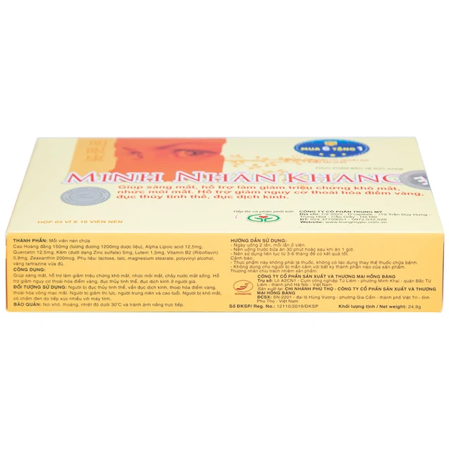 Viên uống Minh Nhãn Khang Hồng Bàng hỗ trợ điều trị thoái hóa điểm vàng, đục thủy tinh thể