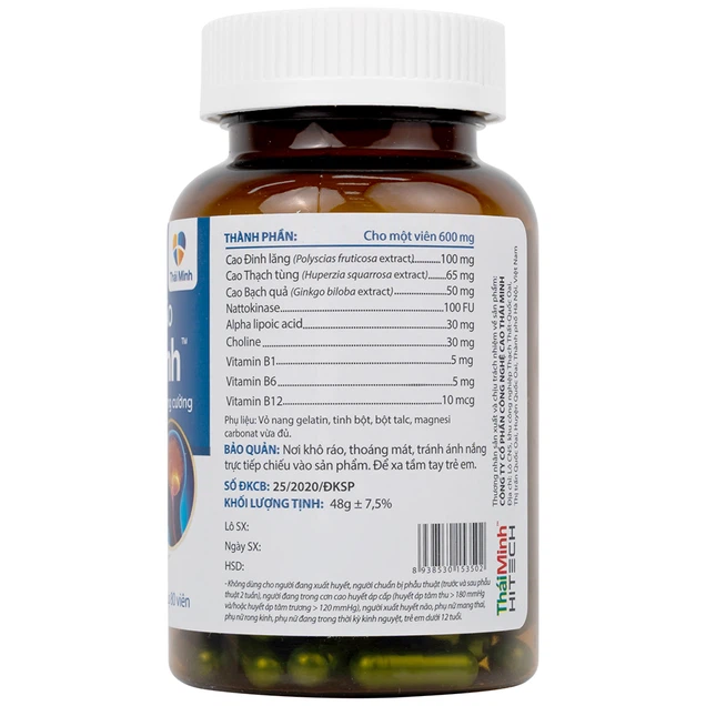 Viên uống Dưỡng Não Thái Minh hỗ trợ hoạt huyết, tăng cường lưu thông máu não
