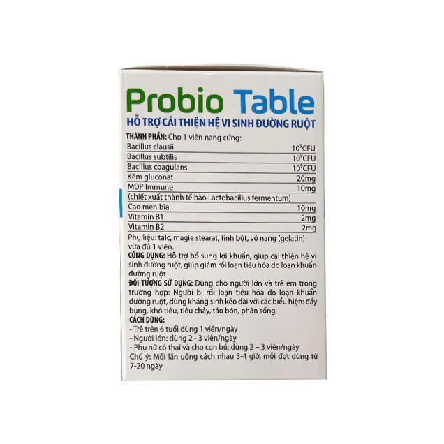 Men vi sinh dạng viên Probio Table bổ sung 3 tỉ lợi khuẩn