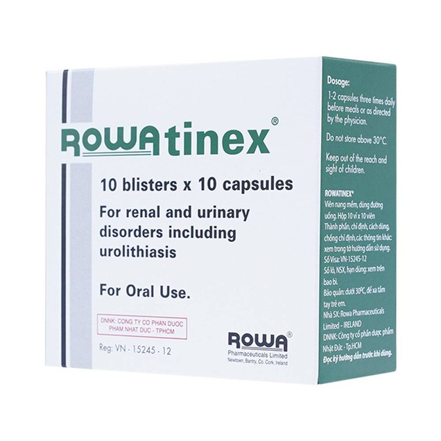 Thuốc Rowatinex Rowa điều trị bệnh sỏi niệu, sỏi thận (10 vỉ x 10 viên)