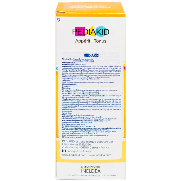 Siro Pediakid Appétit Tonus hỗ trợ kích thích cảm giác thèm ăn, giảm mệt mỏi
