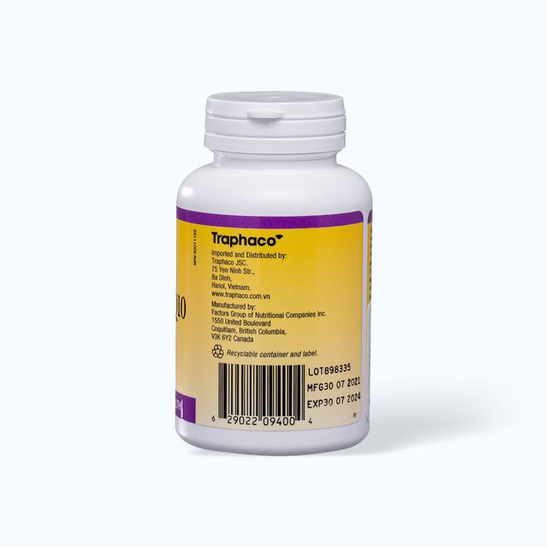 Viên uống Natural Factors Coenzyme Q10 Traphaco phòng ngừa các bệnh tim mạch (60 viên)
