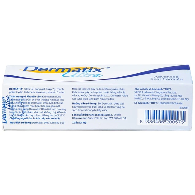 Gel Dermatix Ultra cải thiện hiệu quả sẹo lồi và sẹo phì đại