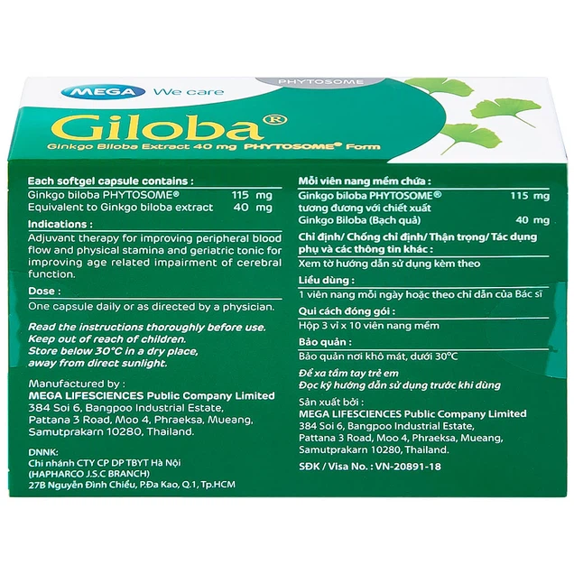Thuốc Giloba 40mg MEGA We care điều trị suy tuần hoàn não