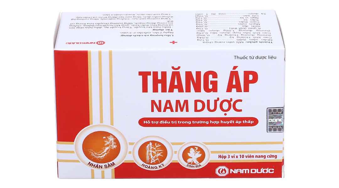 Thăng Áp Nam Dược hỗ trợ điều trị huyết áp thấp (3 vỉ x 10 viên)
