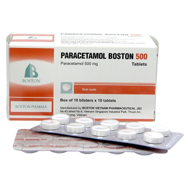 Viên nén Paracetamol Boston 500 hạ sốt, giảm đau từ nhẹ và trung bình (10 vỉ x 10 viên)