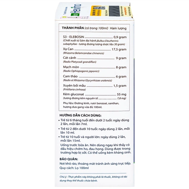 Siro Heviho Thái Minh giảm đau rát họng, giảm ho, long đờm