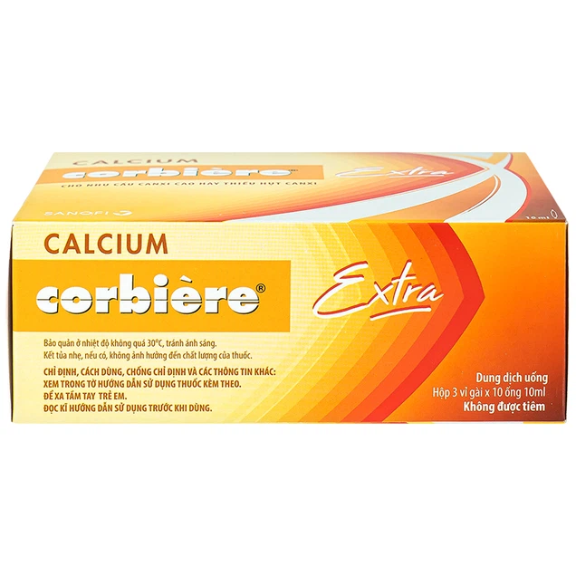 Dung dịch uống Calcium Corbìere Extra Sanofi bổ sung canxi, hỗ trợ điều trị loãng xương (3 vỉ x 10 ống x 10ml)