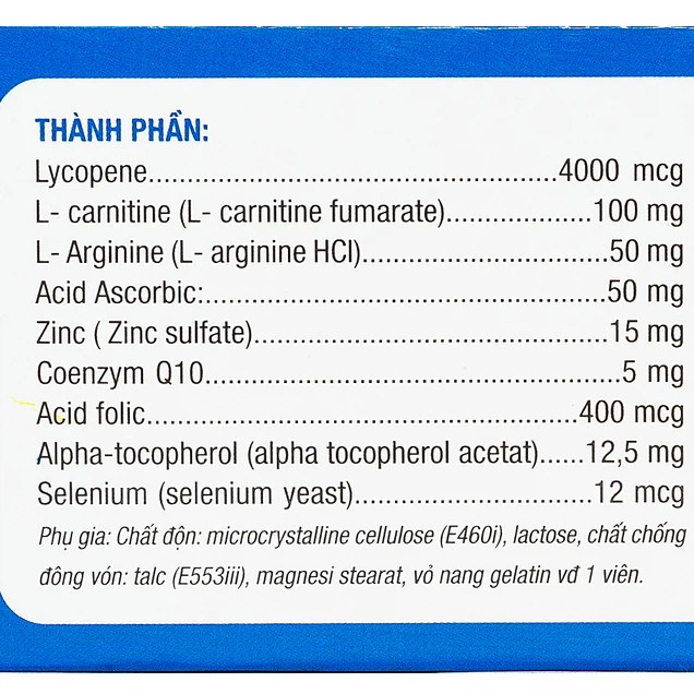 Viên uống SpermQ Tây Âu tăng cường sức khỏe sinh sản cho nam giới (6 vỉ x 10 viên)