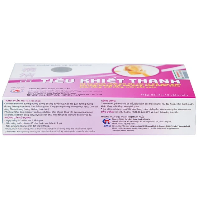 Viên uống Tiêu Khiết Thanh Á Âu hỗ trợ thanh nhiệt giải độc cho cơ thể, giảm ho, đau họng, khàn tiếng