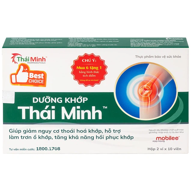 Viên nang cứng Dưỡng khớp Thái Minh giúp giảm nguy cơ thoái hóa khớp (2 vỉ x 10 viên)