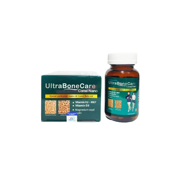 Viên Uống Bổ Sung Canxi Nano Ultra Bone Care - Khỏi Lo Chuột Rút Tê Bì Chân Tay - Mk7 Tăng Hấp Thu Canxi - Lọ 30 Viên