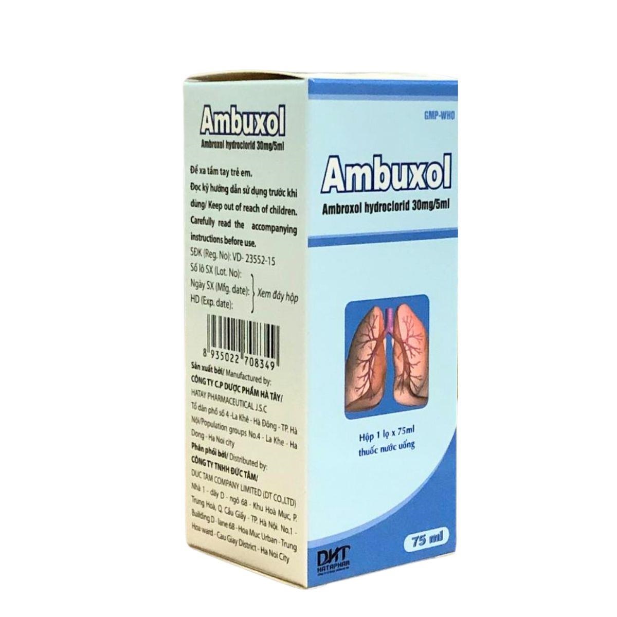 Thuốc Ambuxol 30mg/5ml điều trị bệnh hô hấp giúp tiêu các chất nhầy. 