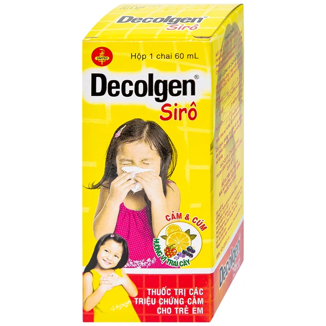 Siro Decolgen Untied điều trị các triệu chứng cảm thông thường, viêm mũi dị ứng (60ml)