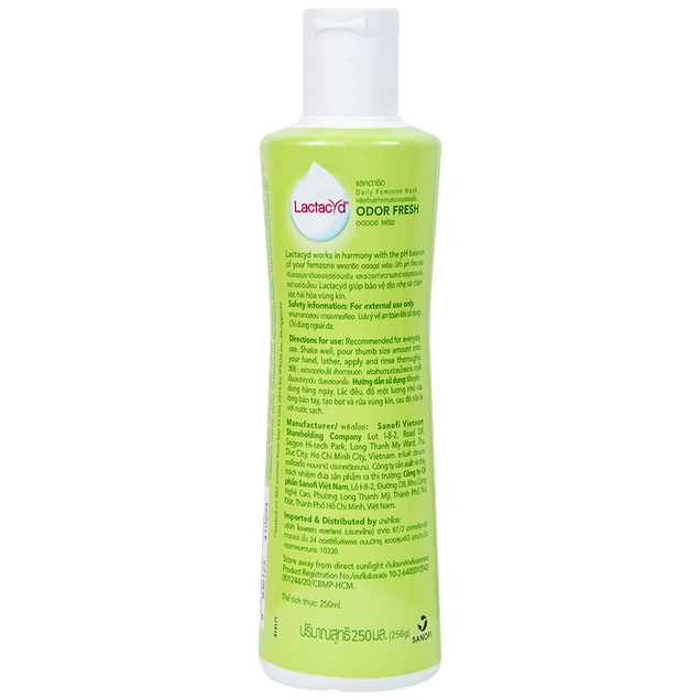 Dung dịch vệ sinh phụ nữ Lactacyd Odor Fresh hỗ trợ làm sạch nhẹ nhàng vùng kín, ngăn nhiễm khuẩn (250ml)