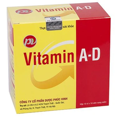 Viên uống Vitamin A-D Phúc Vinh hỗ trợ điều trị còi xương, suy dinh dưỡng (10 vỉ x 10 viên)