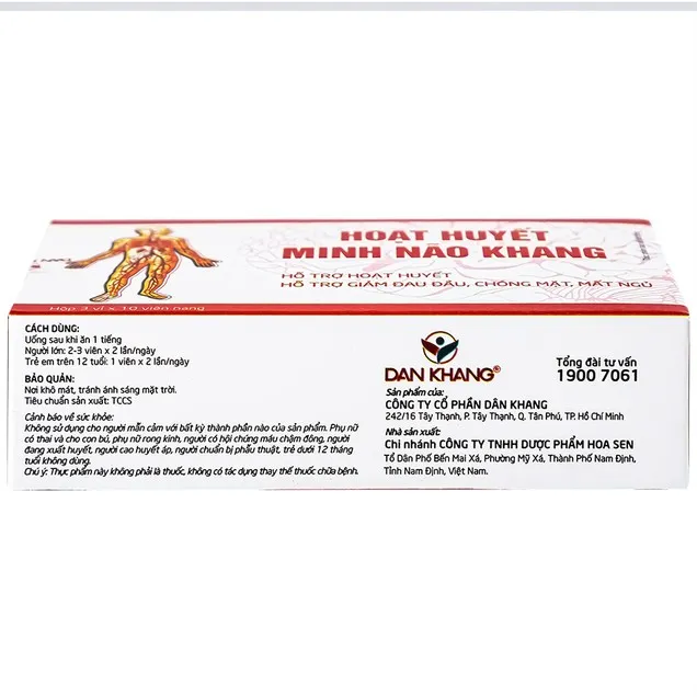 Viên uống Hoạt Huyết Minh Não Khang hỗ trợ hoạt huyết, giảm đau đầu, chóng mặt, mất ngủ (3 vỉ x 10 viên)