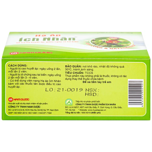 Viên uống Hạ Áp Ích Nhân Nam Dược hỗ trợ hạ huyết áp, giảm nguy cơ tai biến