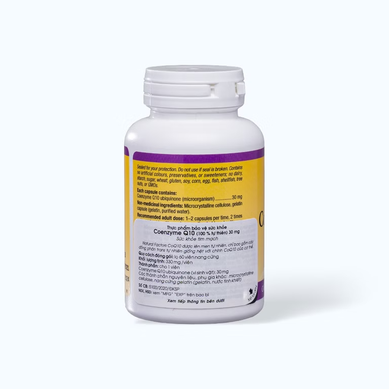 Viên uống Natural Factors Coenzyme Q10 Traphaco phòng ngừa các bệnh tim mạch (60 viên)
