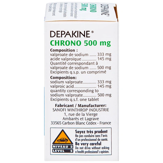 Depakine chrono 500mg- điều trị các thể động kinh, dự phòng hưng cảm 