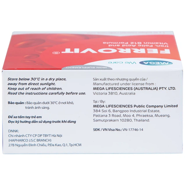 Ferrovit điều trị thiếu máu do thiếu sắt (5 vỉ x 10 viên)