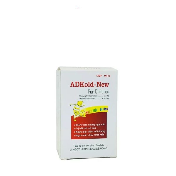 Thuốc ADKold-New For Children 1.5g Pharbaco giảm các bệnh hô hấp, cảm lạnh, cảm cúm (10 gói)