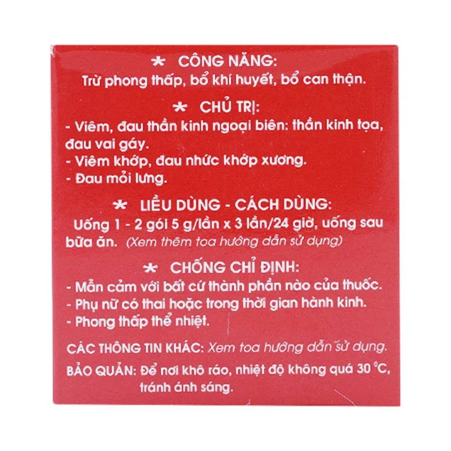 Thuốc Didicera trừ phong thấp, bổ khí huyết, bổ can thận (10 gói x 5g)