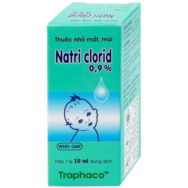 Thuốc nhỏ mắt, mũi Natri Clorid 0,9% Traphaco giảm nghẹt mũi, chảy mũi, viêm mũi dị ứng (10ml)