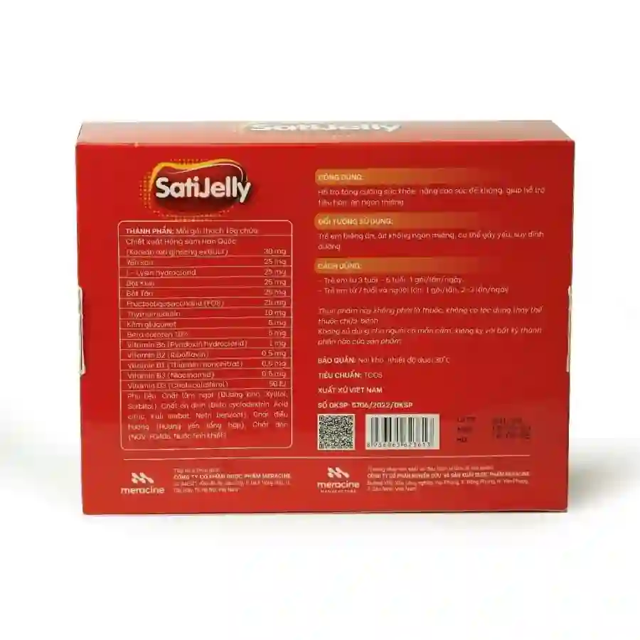 SatiJelly Meracine - Thạch hồng sâm hỗ trợ trẻ ăn ngon, tăng đề kháng