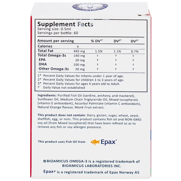 Dung dịch Bioamicus Omega-3 hỗ trợ tốt cho mắt và não