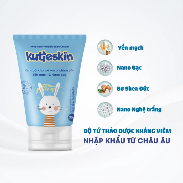 Kem bôi cho trẻ em bị chàm sữa Kutieskin giảm ngứa, kháng viêm, cải thiện bong tróc da