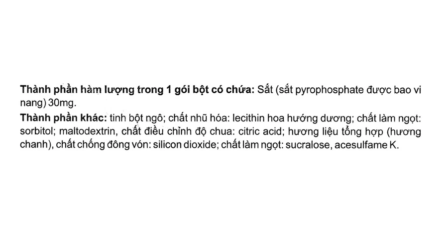 Ferrolip bổ sung sắt cho cơ thể, giảm nguy cơ thiếu máu do thiếu sắt hộp 20 gói x 1.8g