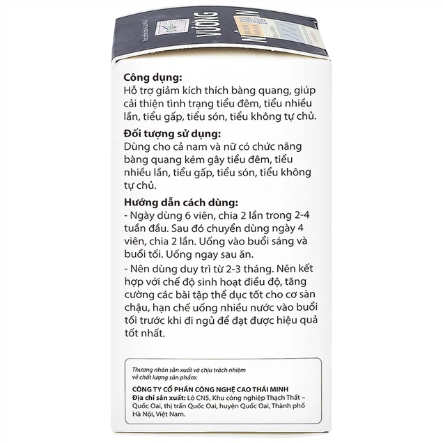 Viên nén Vương Niệu Đan Thái Minh hỗ trợ giảm tình trạng tiểu đêm, tiểu nhiều lần