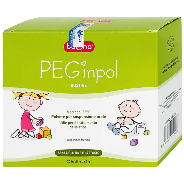 Bột pha hỗn dịch nhuận tràng PEGinpol 5g Buona cải thiện tình trạng táo bón cho trẻ (20 gói)