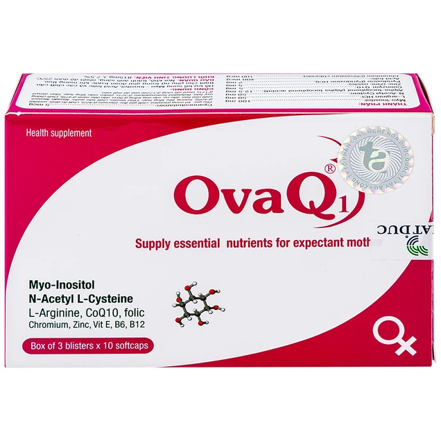 Viên OvaQ1 cung cấp Myo Inositol, Acid folic cùng các thành phần quan trọng cho phụ nữ chuẩn bị mang thai (3 vỉ x 10 viên).