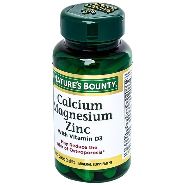 Viên uống Calcium Magnesium Zinc Nature's Bounty hỗ trợ duy trì sức khoẻ hệ xương (100 viên)