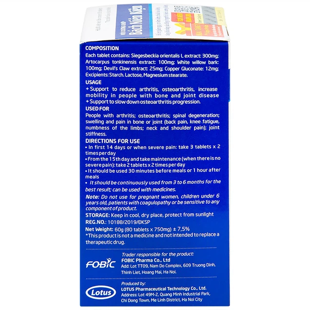 Viên xương khớp Bách Niên Kiện FOBIC hỗ trợ giảm nguy cơ viêm khớp, thoái hóa khớp