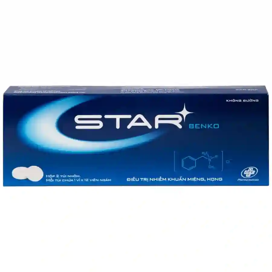 Viên ngậm Star Benko OPV điều trị nhiễm khuẩn đường miệng họng (2 vỉ x 10 viên)