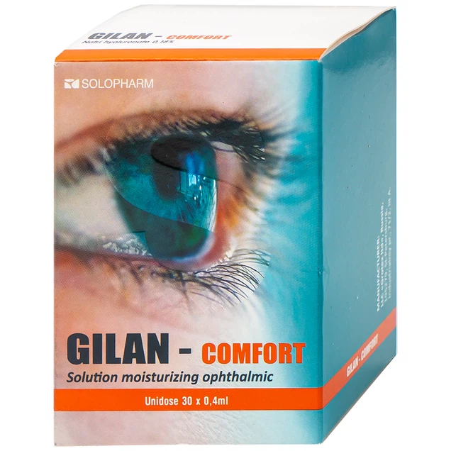 Dung dịch nhỏ mắt Gilan Comfort Solopharm 0.4ml điều trị khô mắt, hội chứng Stevens Johnson