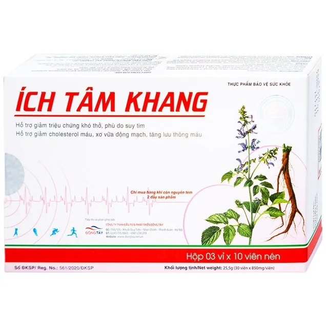 Viên uống Ích Tâm Khang Hồng Bàng hỗ trợ giảm triệu chứng khó thở, phù do suy tim 