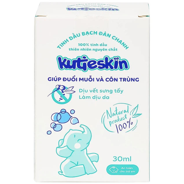 Tinh dầu bạch đàn chanh Kutieskin giúp đuổi muỗi và côn trùng dịu vết sưng tấy, làm dịu da