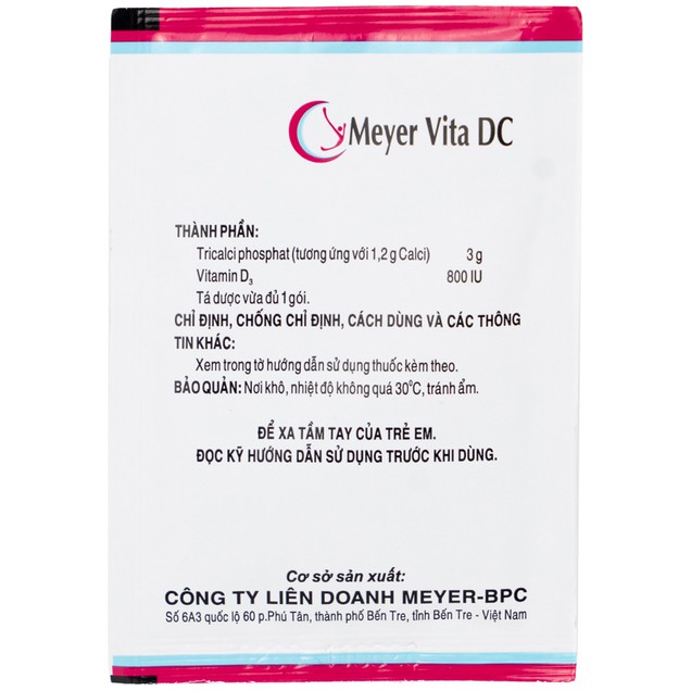 Cốm Pha Hỗn Dịch Uống Meyer Vita DC điều trị và phòng ngừa thiếu vitamin D và canxi, loãng xương