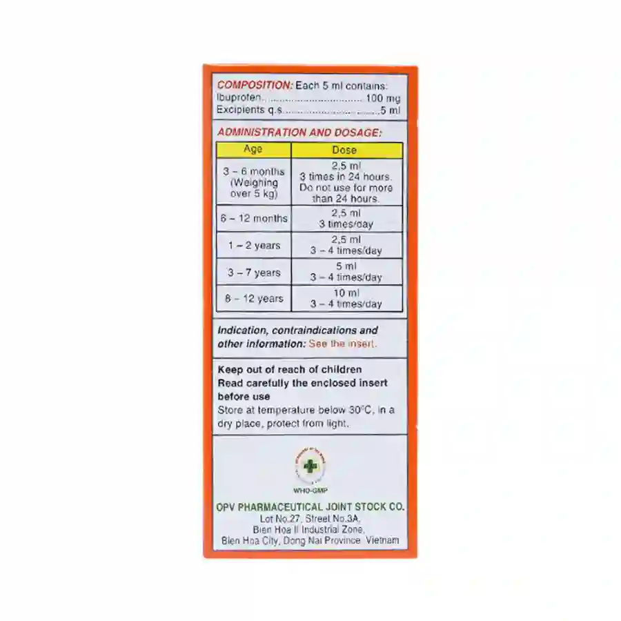 Thuốc Ibrafen OPV điều trị đau đầu, giảm sốt cho trẻ 