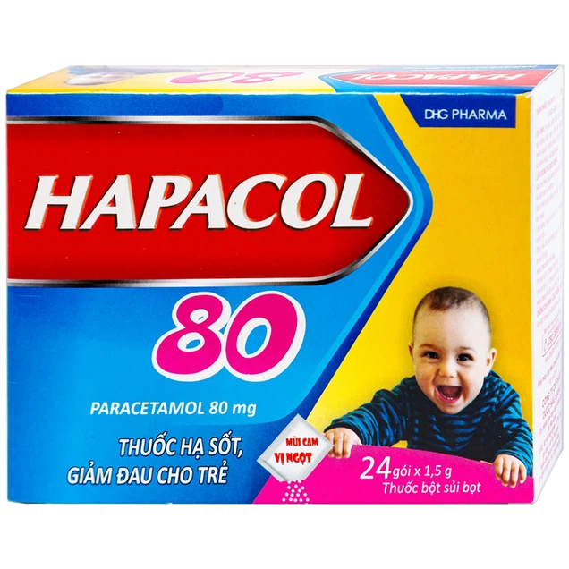 Bột Hapacol 80 DHG giảm đau, hạ sốt