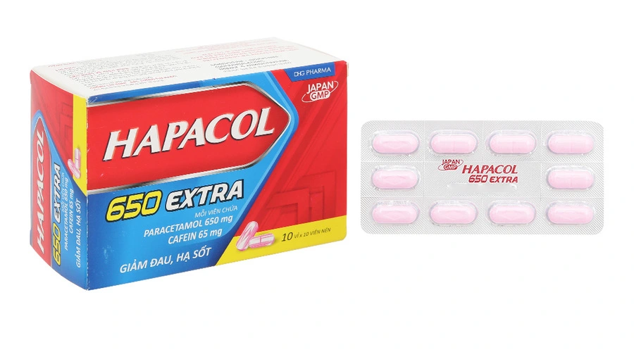 Thuốc Hapacol 650 Extra DHG điều trị đau đầu, đau nửa đầu, đau họng 
