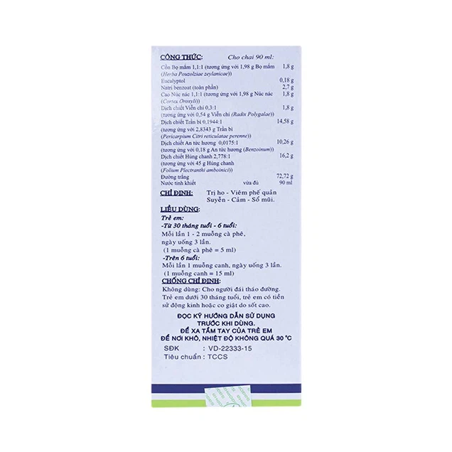 Siro trị ho trẻ em Pectol-E Sagopha điều trị ho, viêm phế quản, suyễn, cảm, sổ mũi (90ml)