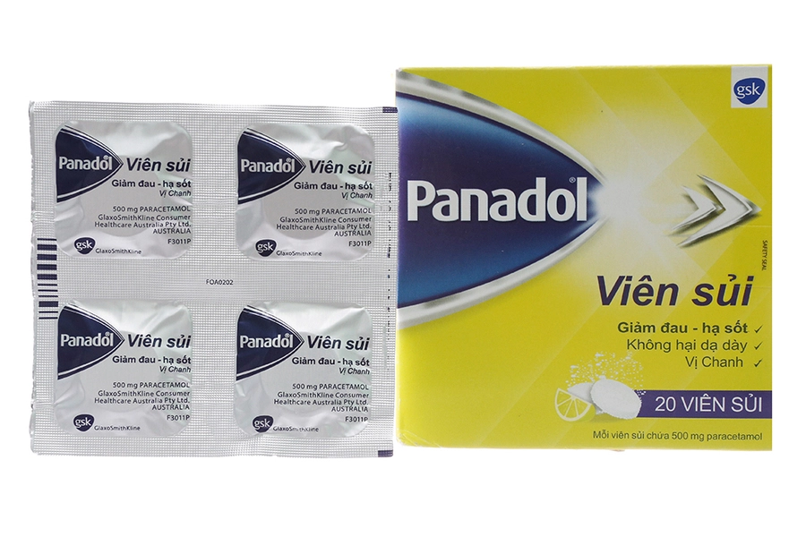Viên sủi Panadol 500mg vị chanh - giảm đau, hạ sốt, không hại dạ dày (5 vỉ x 4 viên)