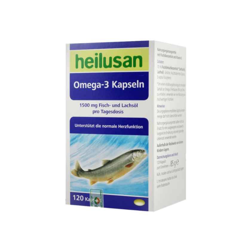 Viên uống dầu cá Heilusan Omega-3 Kapseln hộp 6 vỉ x 20 viên nang mềm